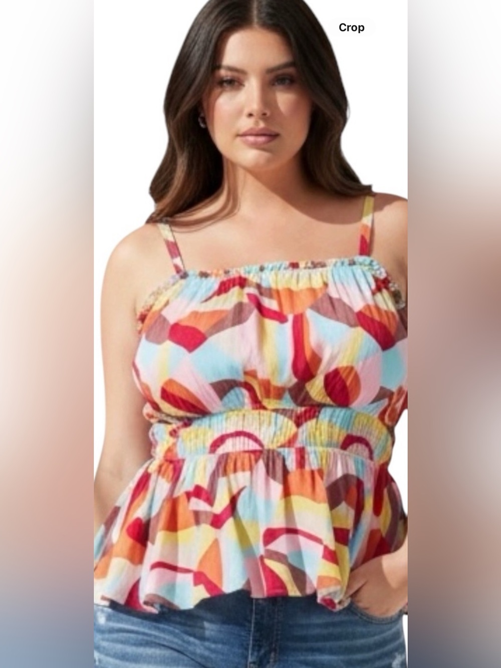 NWT Torrid Square Neck Peplum Crinkle Gauze Cami top blouse tank 1 14-16